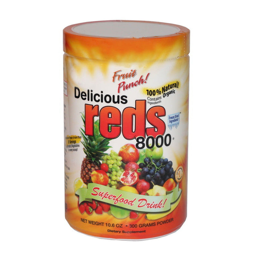 Greens World Delicious Reds 8000 Supplement Powder, Fruit Punch, 10.6 Oz
